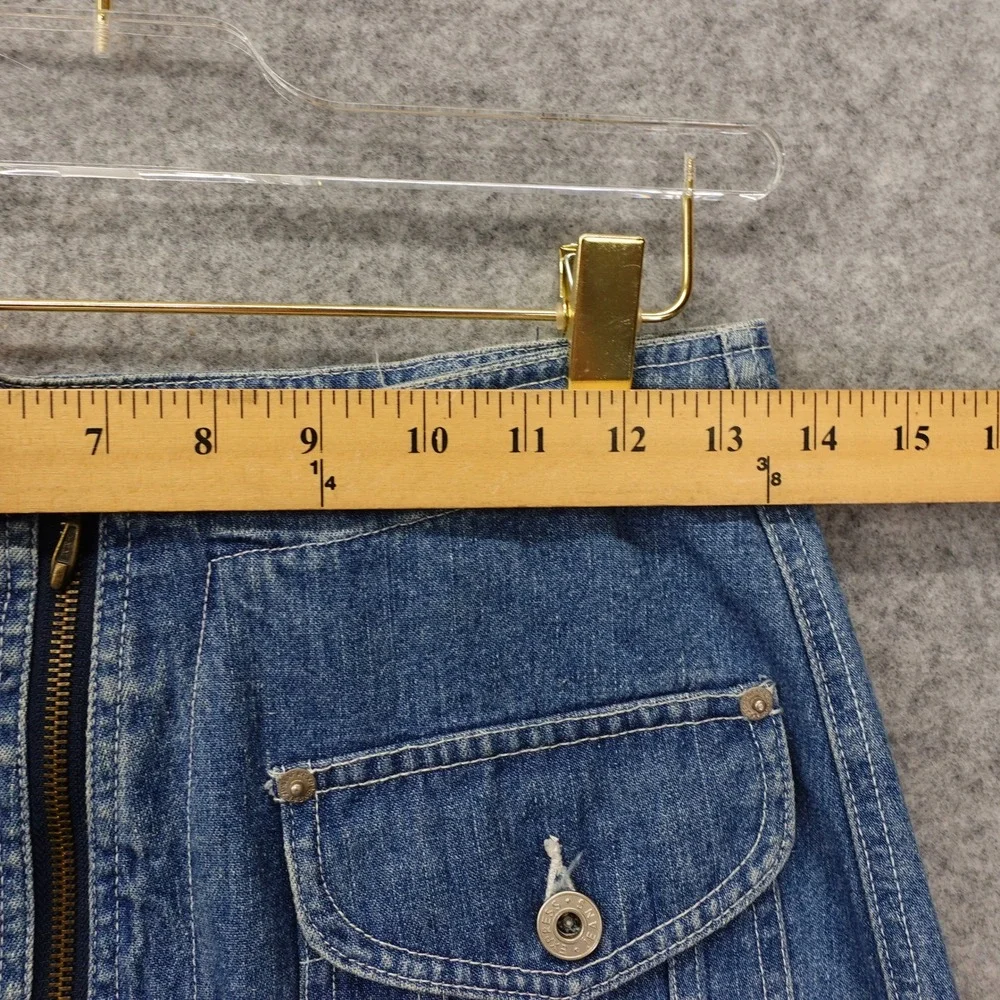Vintage 90s Y2K Indie Grunge Skirt Women SMALL 4 Blue Cargo Denim Frayed EXPRESS